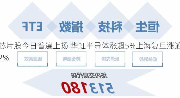 芯片股今日普遍上扬 华虹半导体涨超5%上海复旦涨逾2%