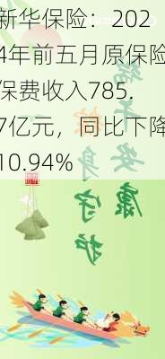 新华保险：2024年前五月原保险保费收入785.7亿元，同比下降10.94%