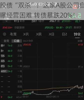 股债“双杀”！这家A股公司自曝经营困难 转债暴跌20%！