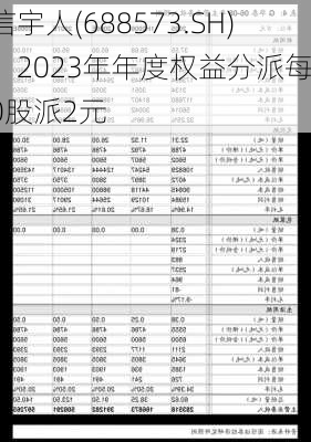 信宇人(688573.SH)：2023年年度权益分派每10股派2元