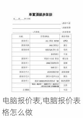 电脑报价表,电脑报价表格怎么做