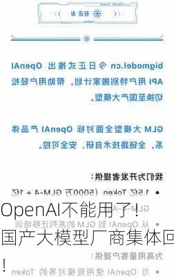 OpenAI不能用了！国产大模型厂商集体回应！