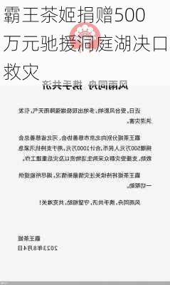 霸王茶姬捐赠500万元驰援洞庭湖决口救灾