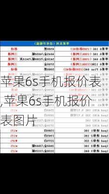 苹果6s手机报价表,苹果6s手机报价表图片