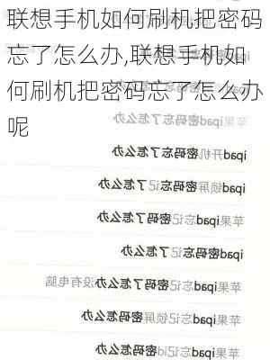 联想手机如何刷机把密码忘了怎么办,联想手机如何刷机把密码忘了怎么办呢