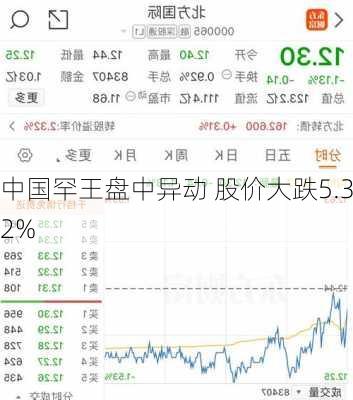 中国罕王盘中异动 股价大跌5.32%