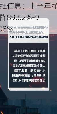 拓维信息：上半年净利预降89.62%-93.08%