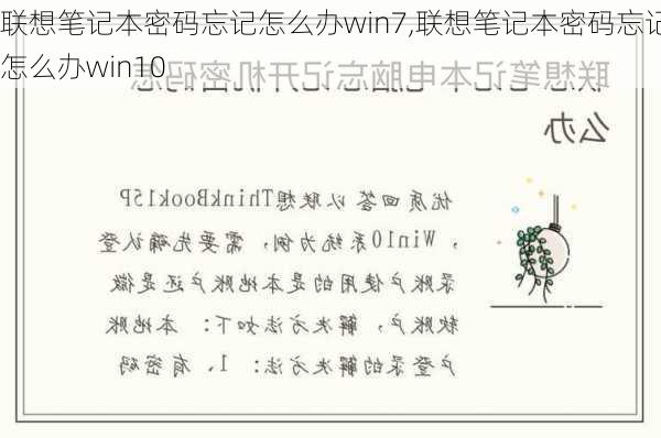 联想笔记本密码忘记怎么办win7,联想笔记本密码忘记怎么办win10