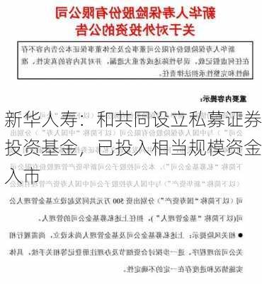 新华人寿：和共同设立私募证券投资基金，已投入相当规模资金入市