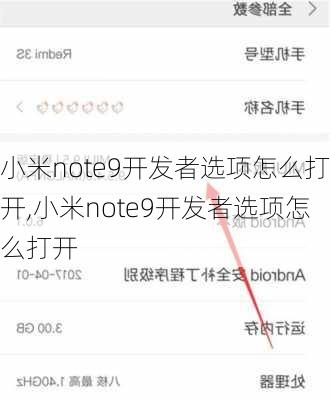 小米note9开发者选项怎么打开,小米note9开发者选项怎么打开