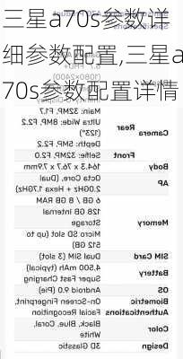 三星a70s参数详细参数配置,三星a70s参数配置详情