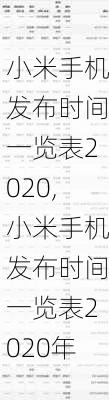 小米手机发布时间一览表2020,小米手机发布时间一览表2020年