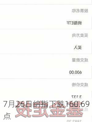 7月26日纳指下跌160.69点
