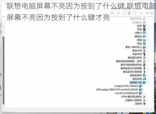 联想电脑屏幕不亮因为按到了什么键,联想电脑屏幕不亮因为按到了什么键才亮