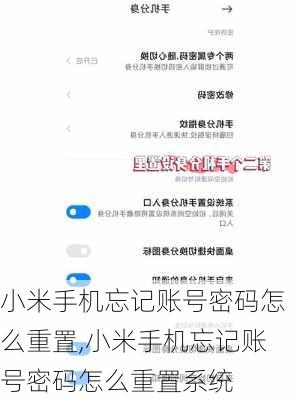 小米手机忘记账号密码怎么重置,小米手机忘记账号密码怎么重置系统