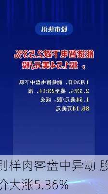 别样肉客盘中异动 股价大涨5.36%