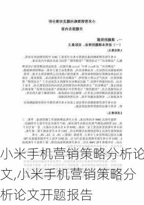 小米手机营销策略分析论文,小米手机营销策略分析论文开题报告