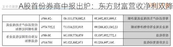 A股首份券商中报出炉：东方财富营收净利双降