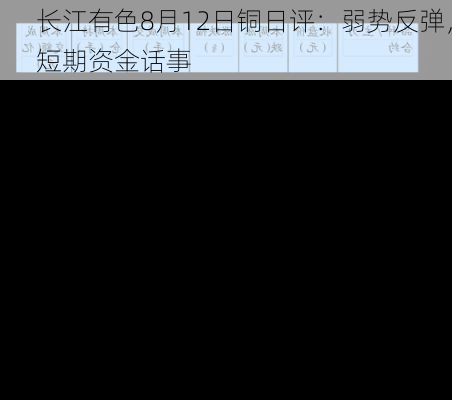 长江有色8月12日铜日评：弱势反弹，短期资金话事