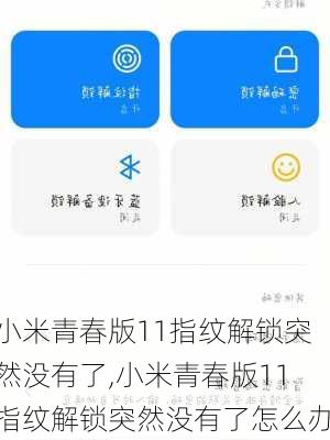 小米青春版11指纹解锁突然没有了,小米青春版11指纹解锁突然没有了怎么办