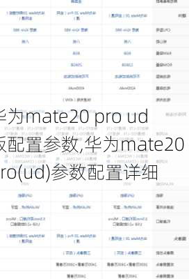 华为mate20 pro ud版配置参数,华为mate20 pro(ud)参数配置详细