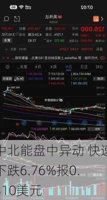 中北能盘中异动 快速下跌6.76%报0.310美元