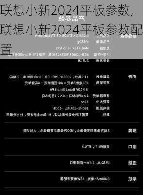 联想小新2024平板参数,联想小新2024平板参数配置