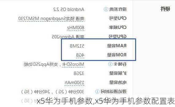 x5华为手机参数,x5华为手机参数配置表