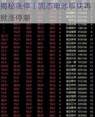 揭秘涨停丨固态电池板块再掀涨停潮