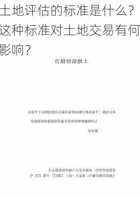 土地评估的标准是什么？这种标准对土地交易有何影响？