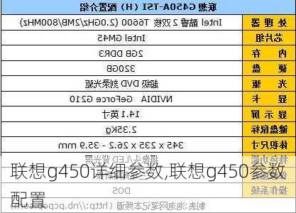 联想g450详细参数,联想g450参数配置