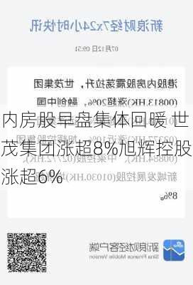 内房股早盘集体回暖 世茂集团涨超8%旭辉控股涨超6%