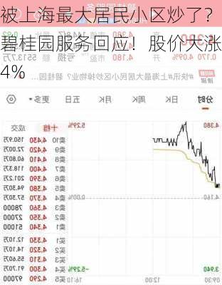 被上海最大居民小区炒了？碧桂园服务回应！股价大涨4%