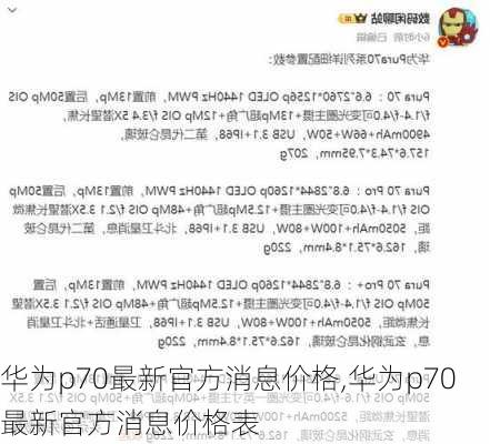 华为p70最新官方消息价格,华为p70最新官方消息价格表