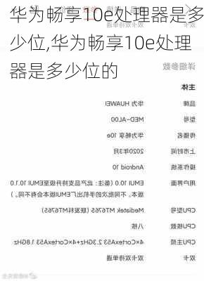 华为畅享10e处理器是多少位,华为畅享10e处理器是多少位的