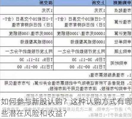 如何参与新股认购？这种认购方式有哪些潜在风险和收益？