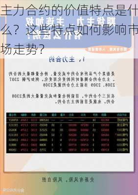 主力合约的价值特点是什么？这些特点如何影响市场走势？