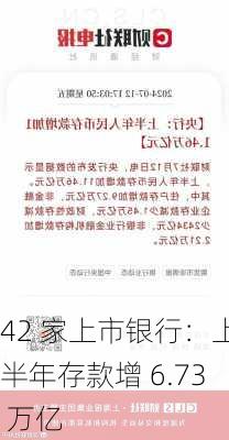 42 家上市银行：上半年存款增 6.73 万亿