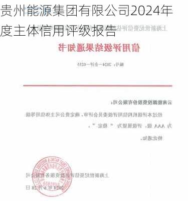 贵州能源集团有限公司2024年度主体信用评级报告