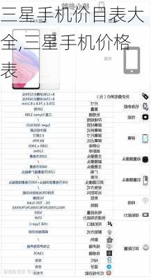 三星手机价目表大全,三星手机价格表