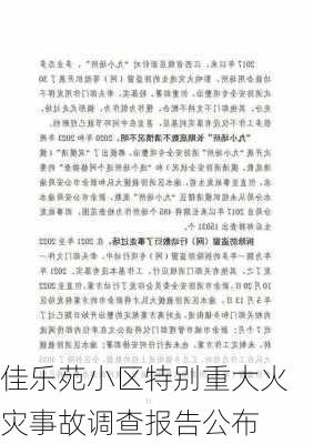 佳乐苑小区特别重大火灾事故调查报告公布