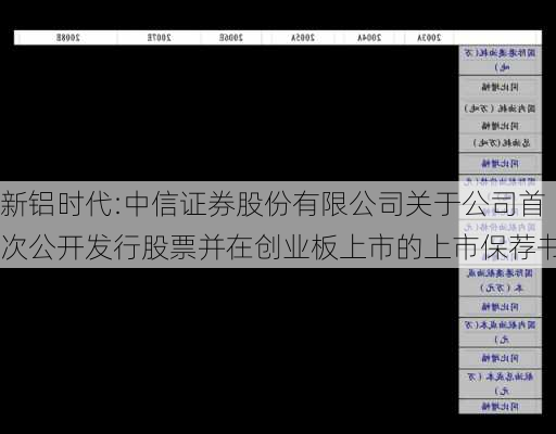 新铝时代:中信证券股份有限公司关于公司首次公开发行股票并在创业板上市的上市保荐书