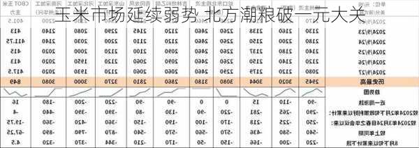 玉米市场延续弱势 北方潮粮破一元大关