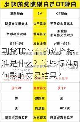 期货TD平台的选择标准是什么？这些标准如何影响交易结果？