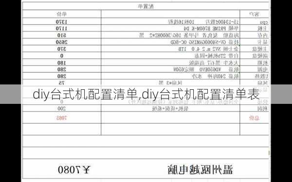 diy台式机配置清单,diy台式机配置清单表