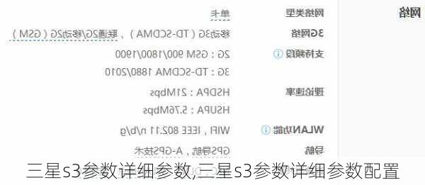 三星s3参数详细参数,三星s3参数详细参数配置