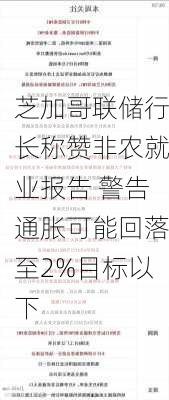 芝加哥联储行长称赞非农就业报告 警告通胀可能回落至2%目标以下