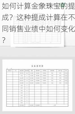 如何计算金象珠宝的提成？这种提成计算在不同销售业绩中如何变化？