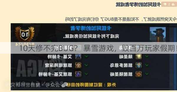 10天修不完BUG？ 暴雪游戏，毁百万玩家假期！