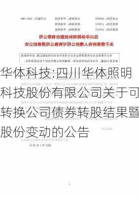 华体科技:四川华体照明科技股份有限公司关于可转换公司债券转股结果暨股份变动的公告